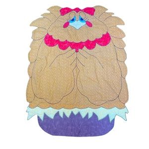 Vintage Chicken Blanket 70s Kitsch Quilt Homemade Flower Farmhouse Folk